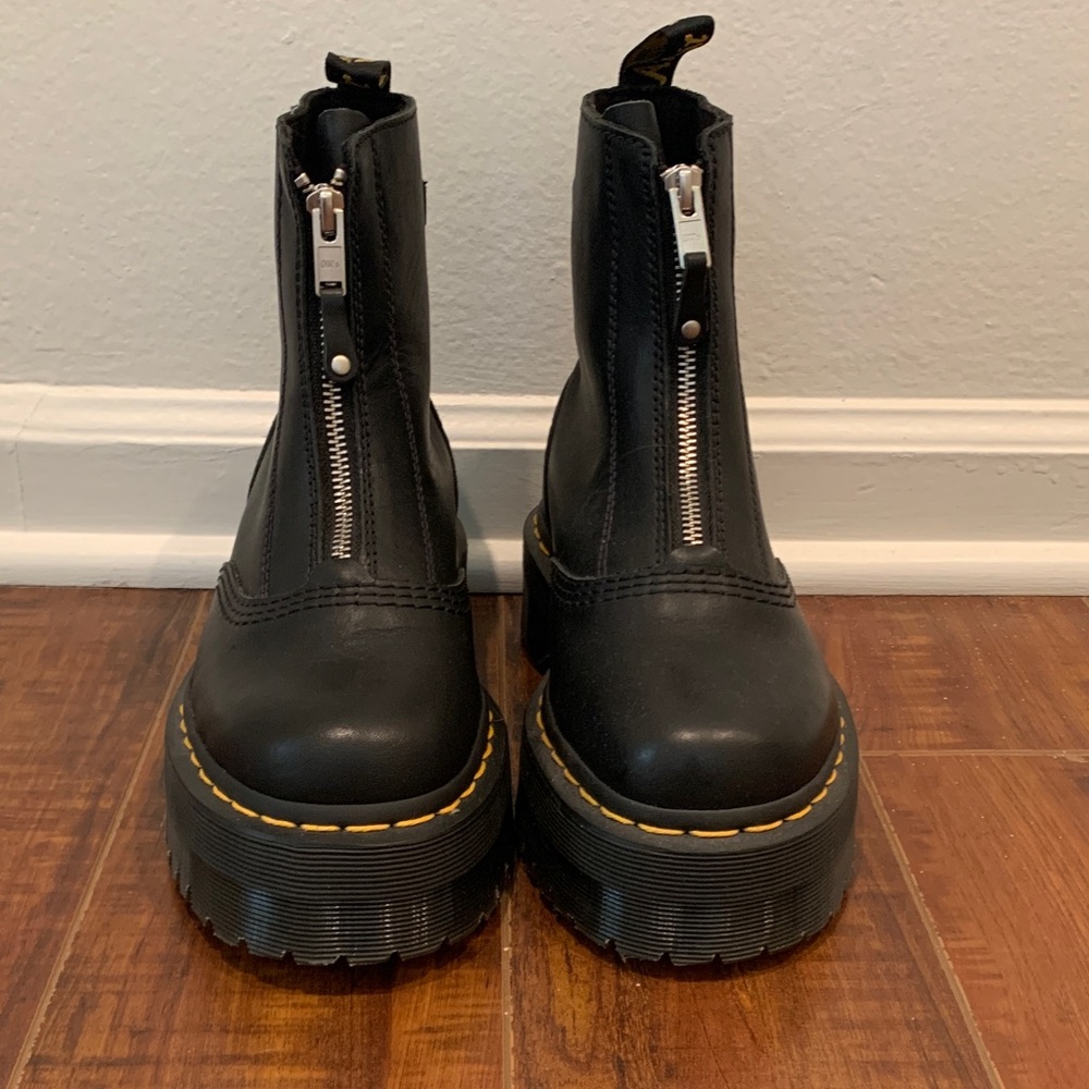 Dr Martens Jetta Black Zip Up Leather Platform Boots Size 7
